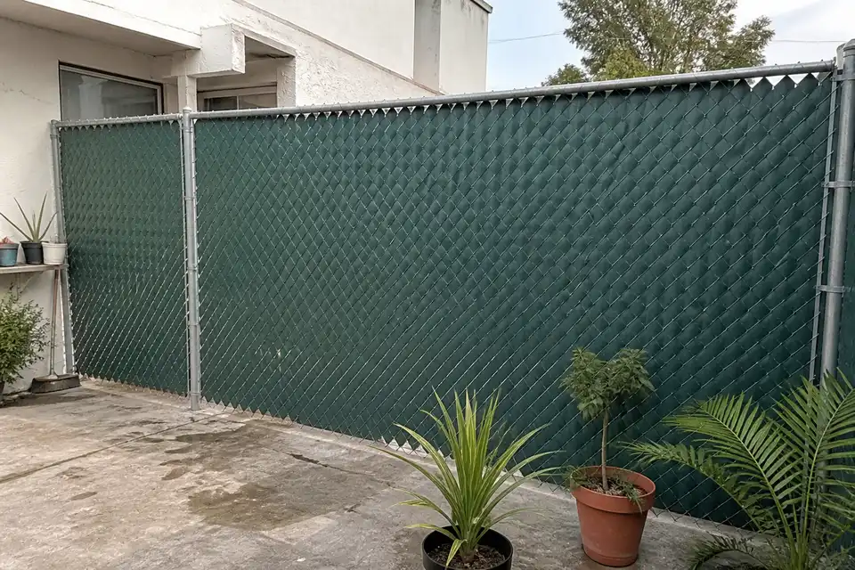 Malla ciclónica con cinta de privacidad en Puebla