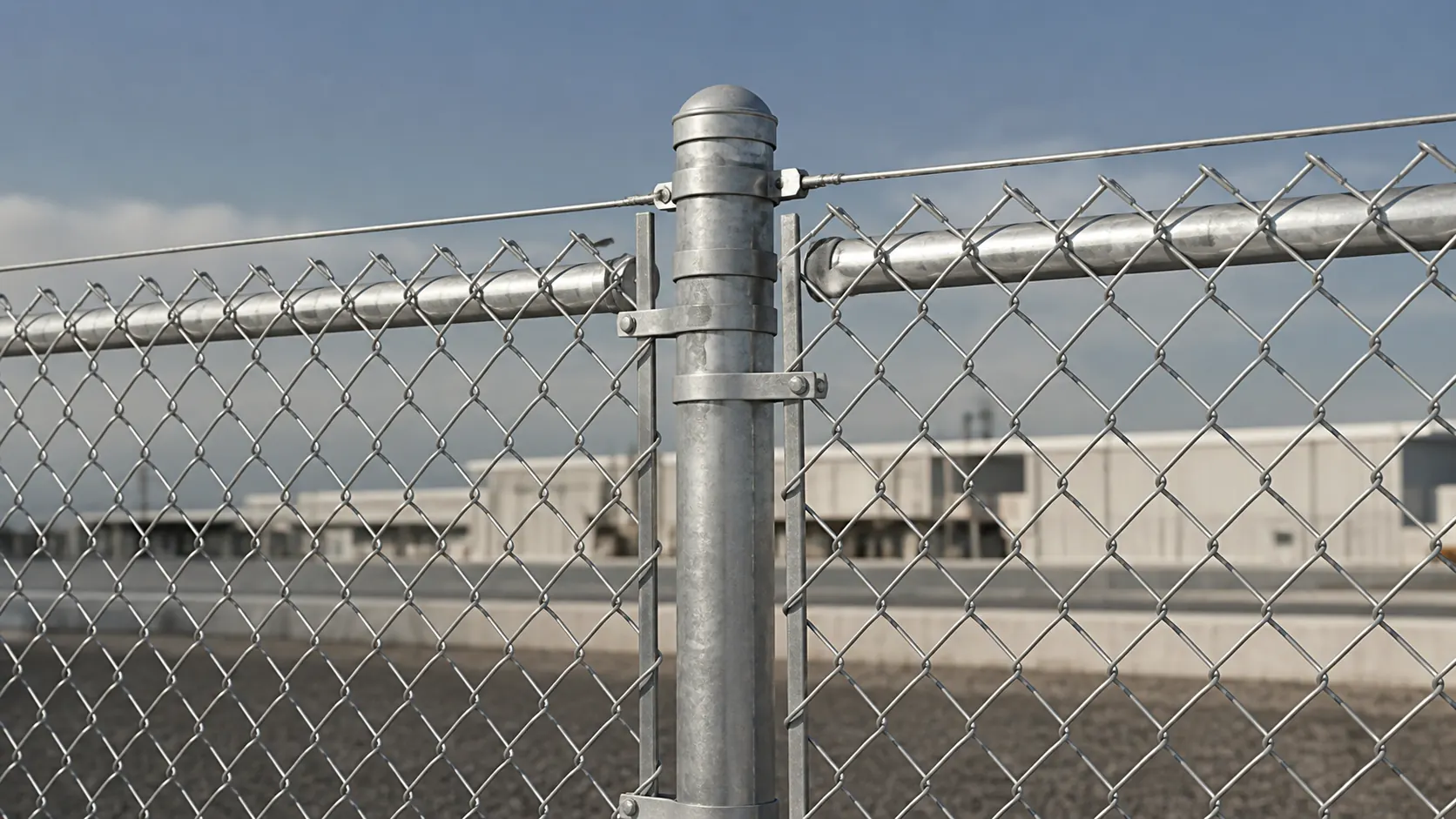 Detalle de malla ciclónica galvanizada fabricada para proyectos en México